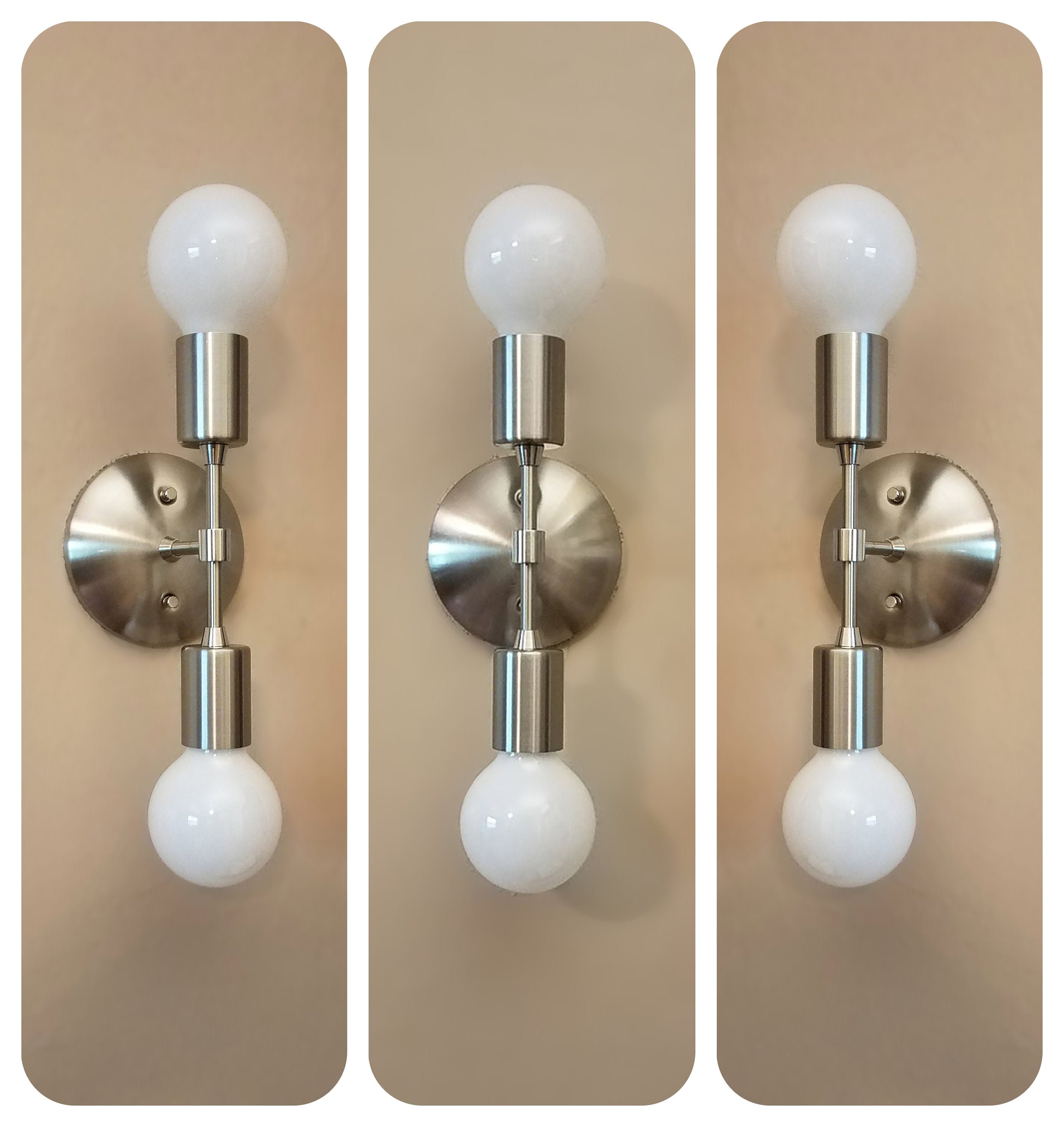 Craftsman Art Deco Bathroom Vanity Linear Wall Modern Sconce Black & Satin Nickel Light