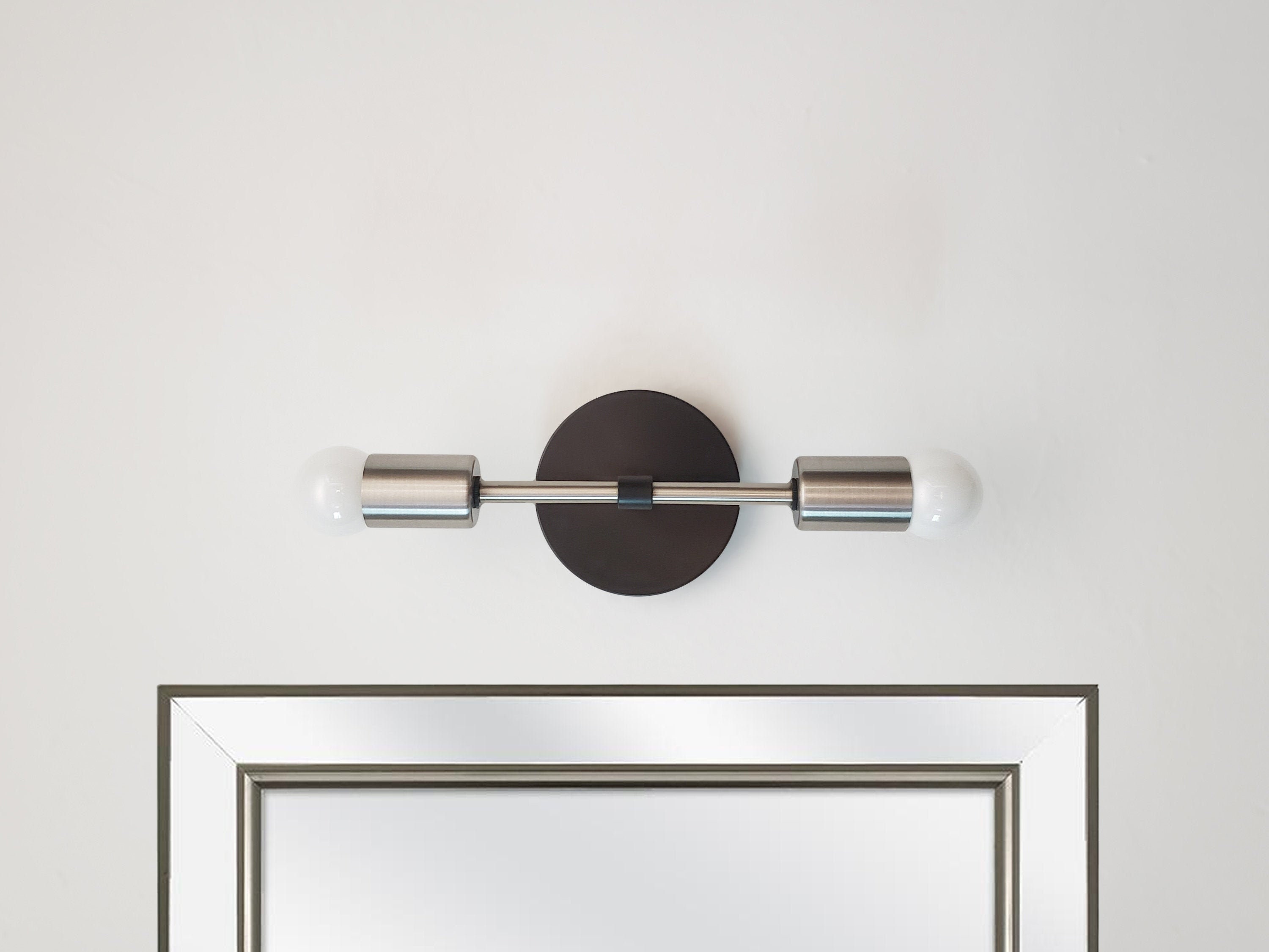 Bathroom Vanity Linear Wall Modern Sconce Black & Satin Nickel Light