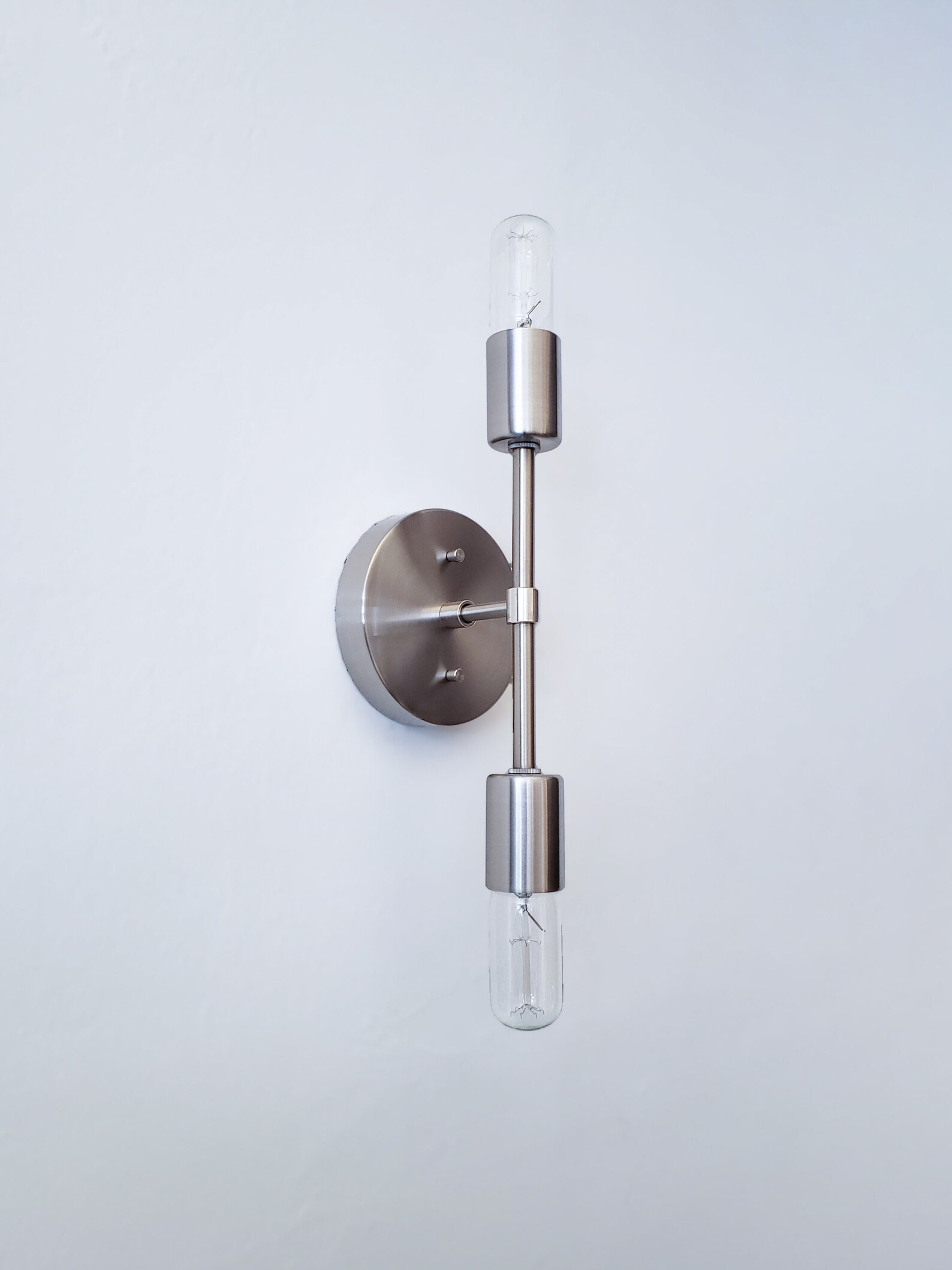 Linear Wall Modern Sconce Brushed Satin Nickel Light Etsy