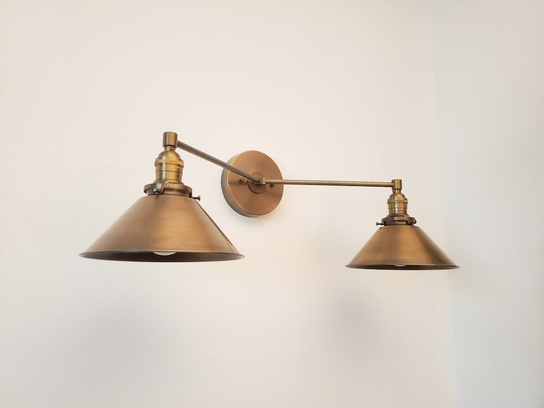 Bathroom Vanity Wall Sconce - Antique Brass Light - Mid Century Sconce ...