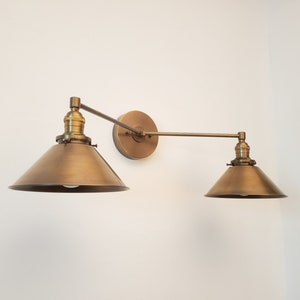 Bathroom Vanity Wall Sconce - Antique Brass Light - Mid Century Sconce - Rustic Industrial Light - Bathroom Lighting - Farmhouse Lighting