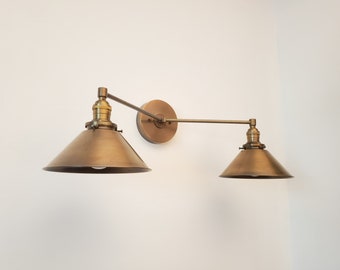 Bathroom Vanity Wall Sconce - Antique Brass Light - Mid Century Sconce - Rustic Industrial Light - Bathroom Lighting - Farmhouse Lighting