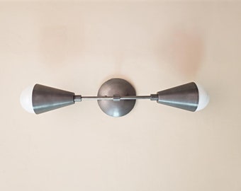 Modern Wall Sconce - Mid Century Wall Light - Gunmetal Loft Sconce - Art Deco Lamp - Vanity Light - Modern Bathroom Sconce - Art Lighting