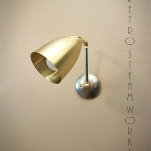Estantes de cocina Luz de pared ajustable - Aplique industrial - Oro y plata - Moderno de mediados de siglo - Articulado - Luz de pluma - Tocador de baño