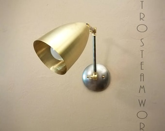 Kitchen Shelves Adjustable Wall Light - Industrial Sconce - Gold & Silver - Mid Century Modern - Articulated - Boom Light - Bathroom Vanity