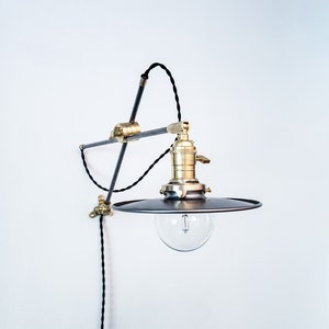 Plug in Kitchen Shelves Scissor Sconce - Adjustable Wall Lamp- Gold Modern - Brass & Copper Mid Century - Industrial - Bathroom Vanity Light