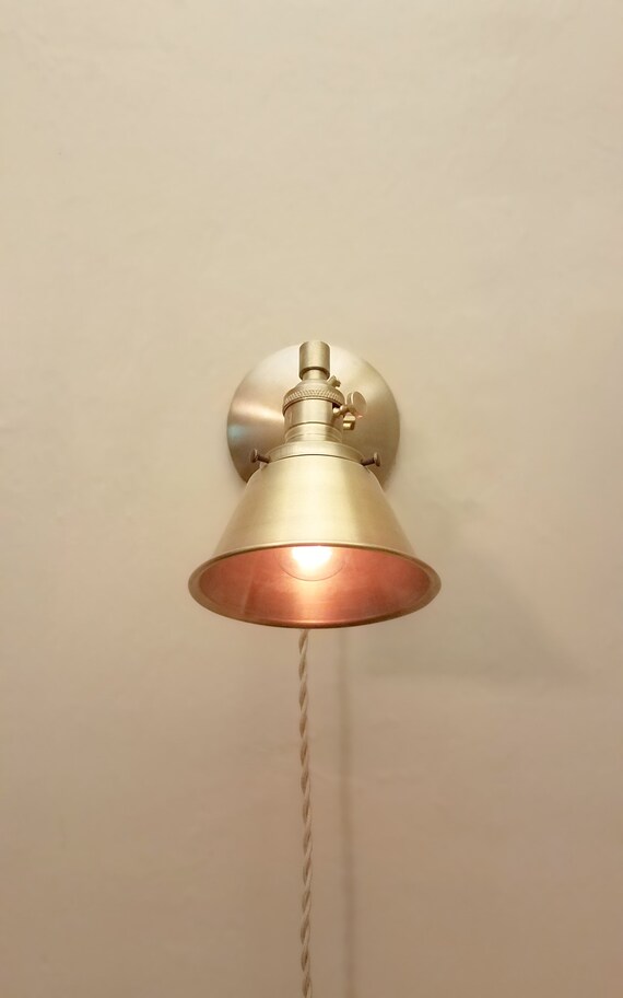 Plug in Adjustable Wall Sconce Industrial Decor Lighting Gold Wall