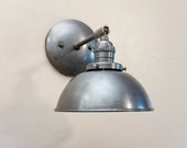 Adjustable Wall Sconce - Grey Industrial Light - Gunmetal Brass Farmhouse Kitchen - Dome Shade - LED Lighting - Bathroom Vanity Mirror Lamp