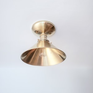 Semi Flush Brushed Brass Cone Ceiling Light Contemporary Farmhouse Mid Century Modern Industrial Loft Ceiling Lighting Gold Lamp Old School