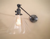Swinging Adjustable Wall Light - Industrial Wall Sconce - Aged Brass - Mid Century - Modern - Articulating - Boom Light - Bathroom Vanity
