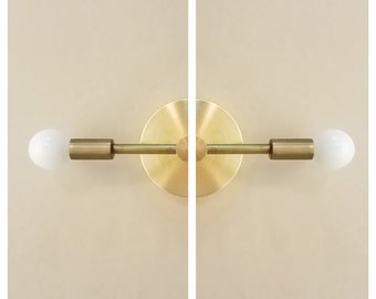 Industrial Gold Light - Modern Linear Sconce - Raw Brass - Mid Century - Art Deco - Craftsman - Bathroom Vanity - Minimalist Modern Light