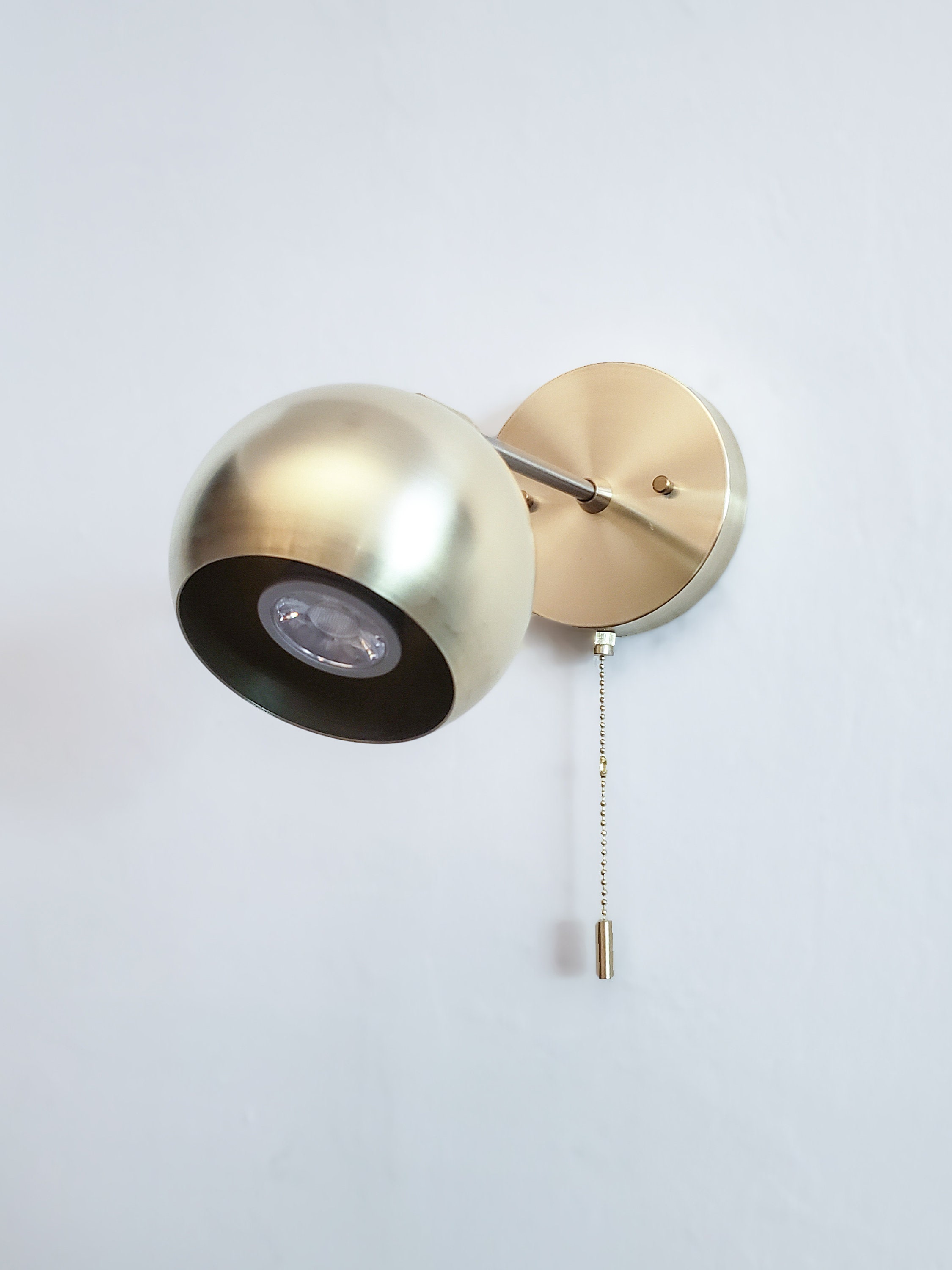 Pull Chain Adjustable Wall Light - Gold and White Modern by Retro Steam  Works