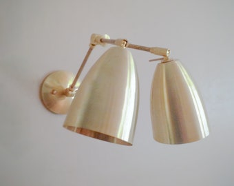 Kitchen Shelves Adjustable Wall Light - Industrial Sconce - Gold Light - Mid Century Modern - Double Articulated Art Light - Bathroom Vanity