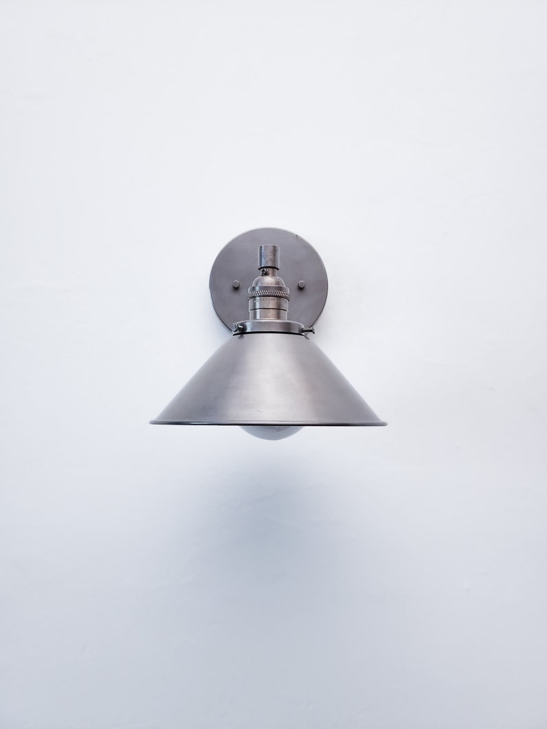 Modern Wall Grey Sconce Industrial Light Gunmetal Brass | Etsy