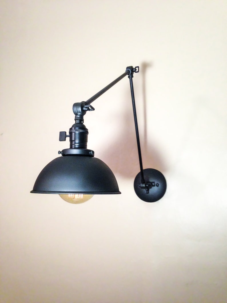 Swing Arm Adjustable Wall Sconce Matte Black Industrial Task Etsy Canada