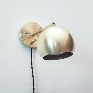 Pivoting Head Bedside Reading Wall Light, Orange & Gold Industrial Sconce, Mid Century Modern Articulated Plug In Lamp, Bathroom Lighting All Brass