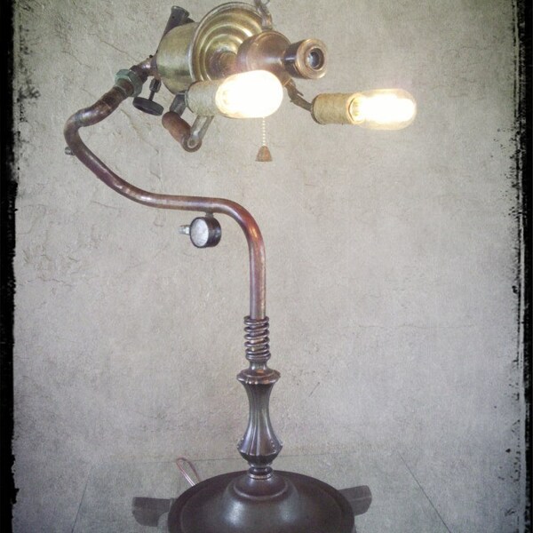 No. 5 -  "Third Time's a Charm" Found Object Steampunk Light Sculpture