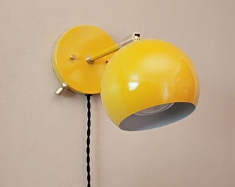 Plug in Yellow Sconce - Adjustable Wall Light - Gold Modern Sconce - Marigold and Brass Mid Century - Industrial - Bathroom Vanity Light