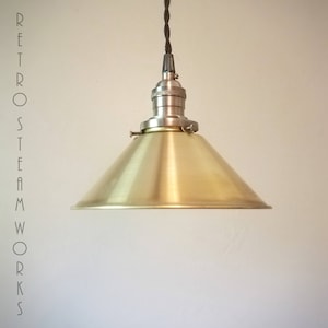 Ceiling Pendant Light  - Hand Aged Brass Finish and Raw Brass Hanging Loft Lamp - Hand Made