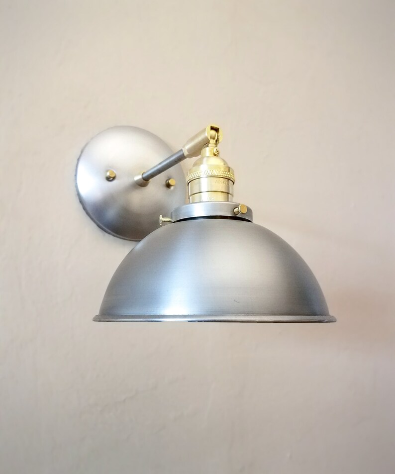 Adjustable Wall Sconce - Grey Industrial Light - Gunmetal Brass ...