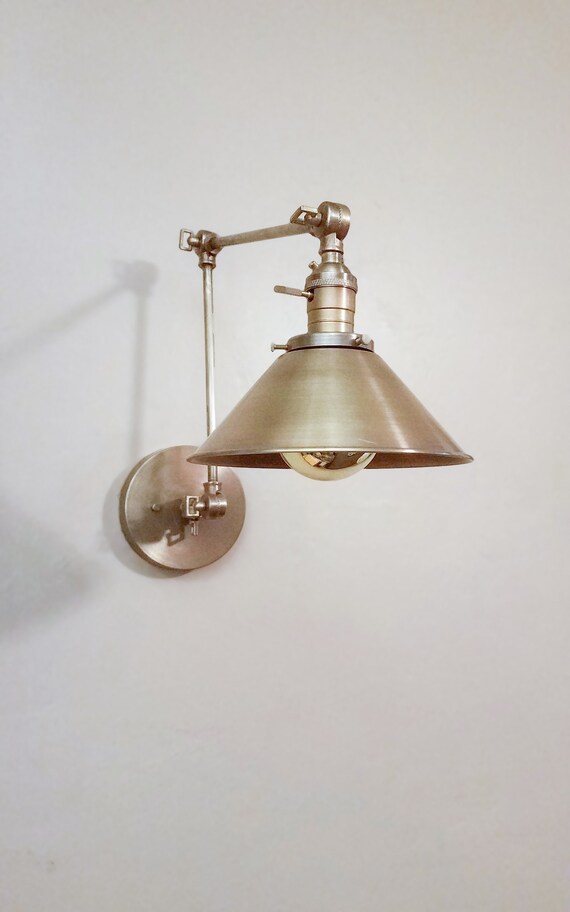 Swing Arm Adjustable Wall Light Antique Brass Industrial Sconce