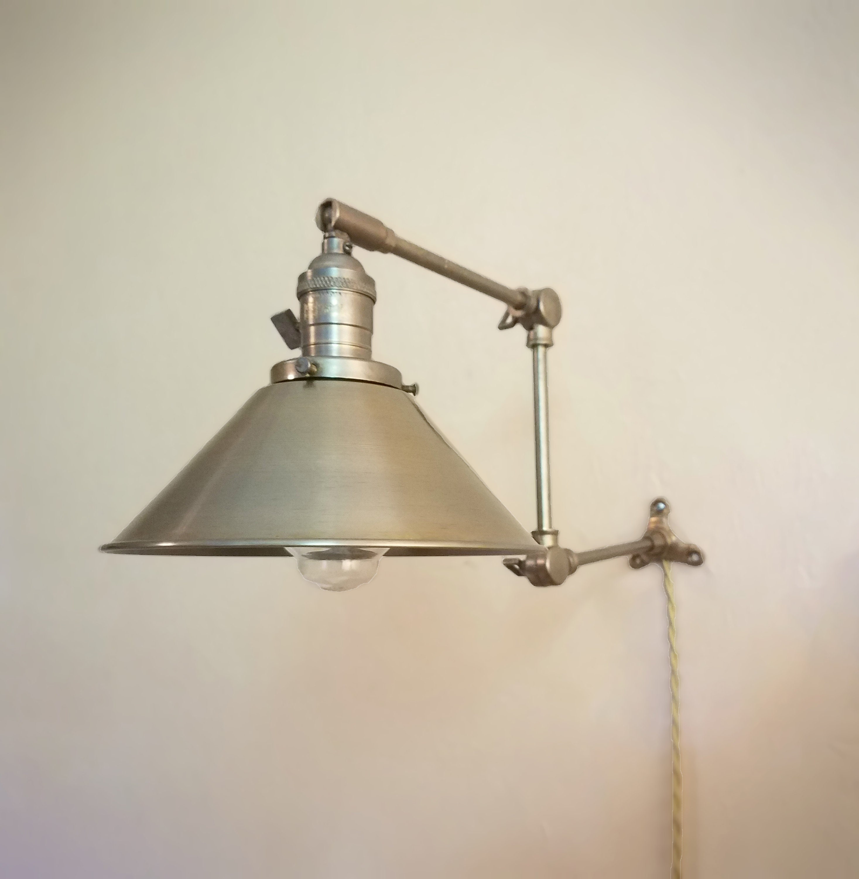 Plug in Kitchen Shelves Sconce - Adjustable Wall Light - Gold Modern Sconce - Antique Brass Mid Century - Industrial - Bathroom Vanity Light