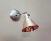 Adjustable Wall Light - Brushed Nickel and Copper Modern Sconce - Mid Century - Bathroom Vanity Light - Kitchen Shelves Lighting - Silver