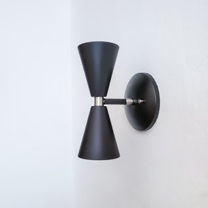 Aplique de pared moderno lineal de 2 brazos Negro mate y | Etsy