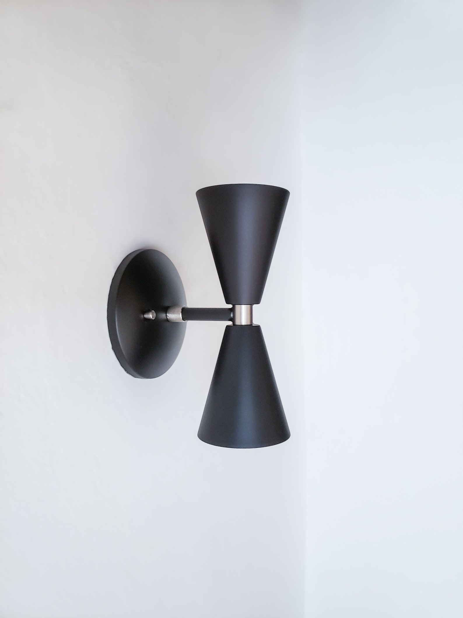 Aplique de pared moderno lineal de 2 brazos Negro mate y | Etsy