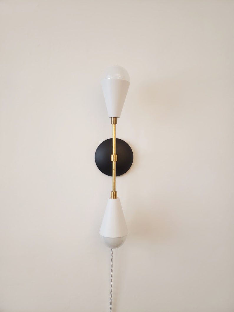 Plug in Modern Wall Sconce Mid Century Wall Light Black Etsy
