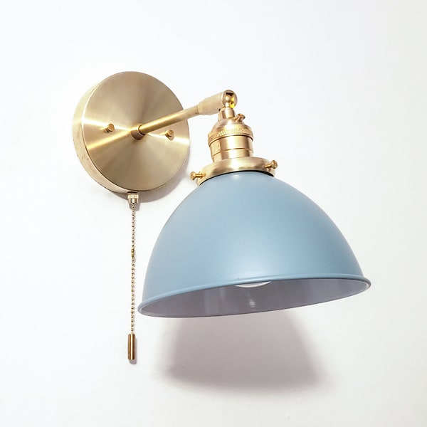 Pull Chain Directional, Wall Brass Sconce, Coastal Light, Modern Gold, Adjustable Lamp, Kitchen Shelf Lighting, Bedside Reading, Pivoting