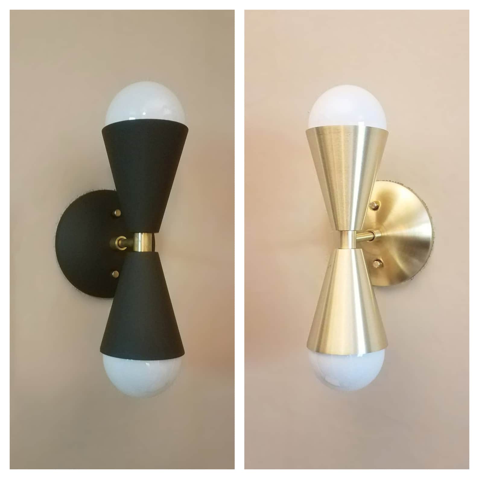 Industrial Black & Gold Light - Modern Linear Sconce - Raw Brass - Mid ...