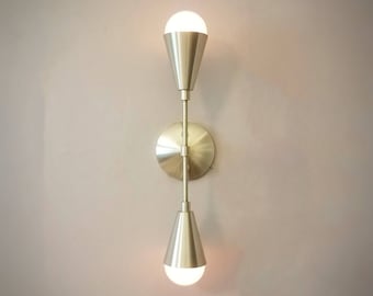 Contemporary Gold Light - Modern Linear Sconce - Brushed Brass - Mid Century - Art Deco - Craftsman - Bathroom Vanity - Minimalist Light