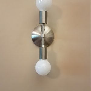 Modern Brushed Nickel Wall Light - Industrial Linear Sconce - Mid Century - Art Deco - Craftsman - Bathroom Vanity - Modern Silver Light