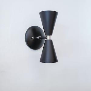 Aplique de pared moderno lineal de 2 brazos Negro mate y | Etsy