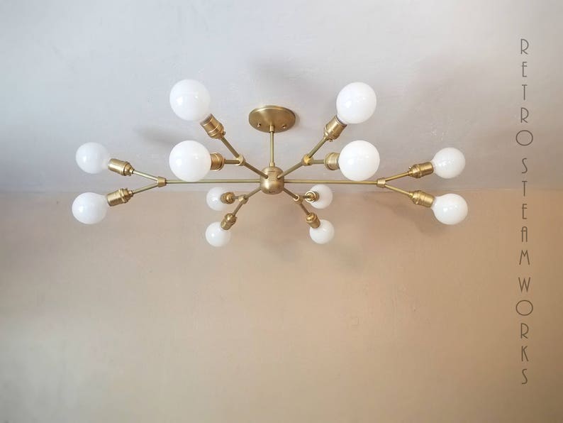 Sputnik Chandelier, Naturous 12 Lights Pendant Lighting, Painted Black Modern Sputnik Light, UL Listed Sputnik Chandelier, Naturous 12 Lights Pendant Lighting, Painted Black Modern Sputnik Light, UL Listed