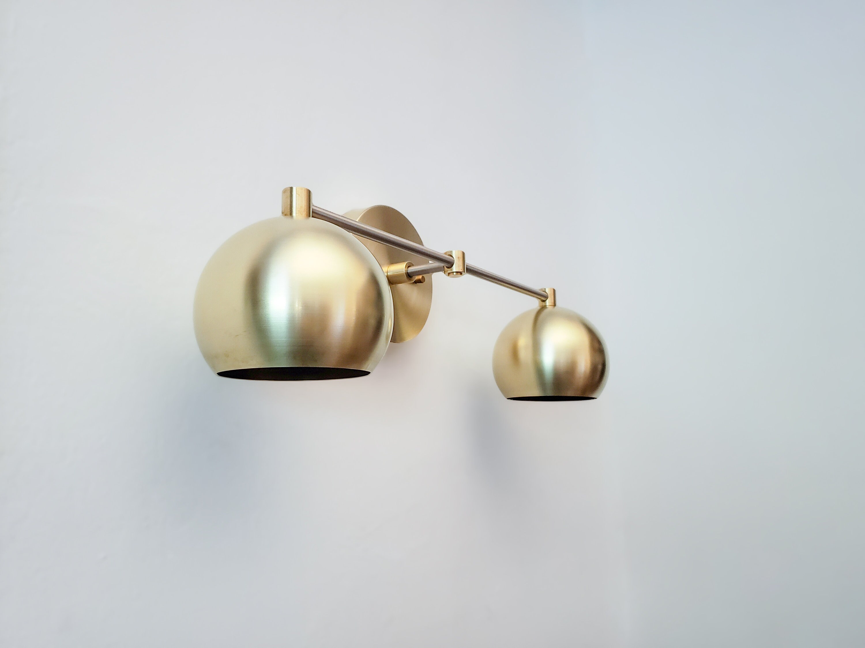2-light Vanity Mirror Sconce - Brushed Brass Orbs & Satin Nickel - Wall ...