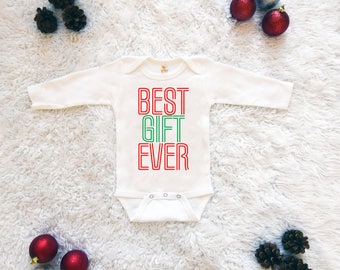 Best gift ever Onepiece . Best Gift Ever Creeper . Christmas pregnancy announcement . Christmas Baby .  1st Christmas . Due December