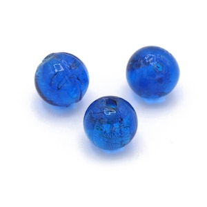 ラウンドブルーベネチアンガラスホイルビーズ 12 mm 4個