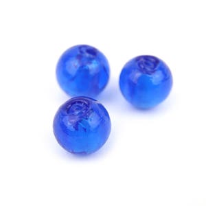 ラウンドブルーベネチアンガラスホイルビーズ 12 mm 3個