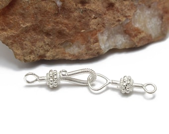 Plata esterlina Bali estilo gran cierre de gancho para joyería 1pcs