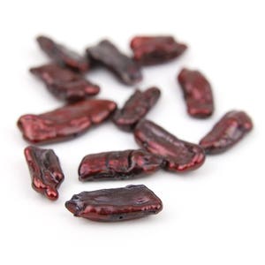 Echte Rote Süßwasser Biwa Stick Perlen Mittig gebohrt 5x10x20mm 6stk