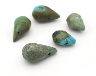 Genuine Turquoise Briolette Teardrop Lot of Beads 12-17mm 5pcs