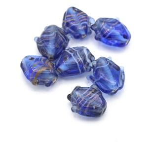 Vintage Cobalt and Rose Gold Lampwork Glass Beads 9x16x20mm 2pcs