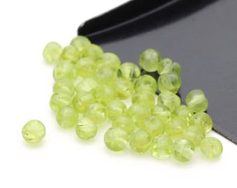 Genuine Round Green Peridot Beads 4mm 24pcs