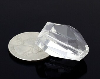 Faceted Genuine Rock Crystal Stones Center Drilled 14x21x27mm 1pc