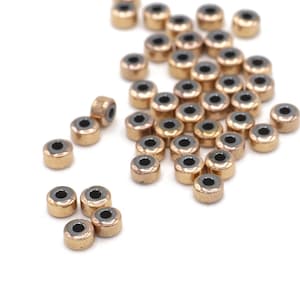 Rose Gold Hematite Round Disc Shaped Spacer Beads 2x3mm 10pcs