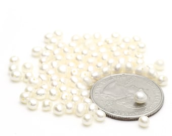 White Freshwater Pearls Small Center Drilled Pearls 3-4mm 10pcs