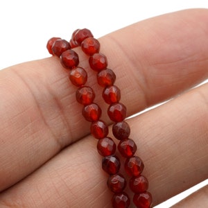 15 Strand of Faceted 4mm Carnelian image 1