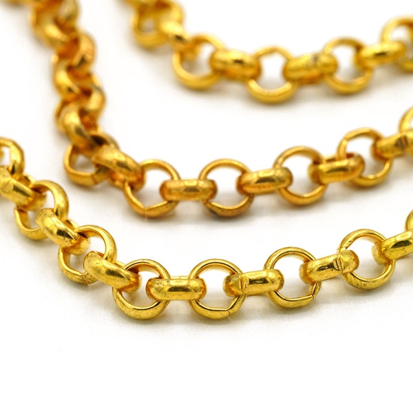 Vintage 18k Yellow Gold Thick Rolo Chain 3 mm Approx. 36”